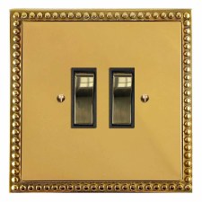 Regency Rocker Light Switch 2 Gang Polished Brass Unlacquered