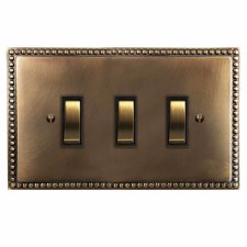 Regency Rocker Light Switch 3 Gang Hand Aged Brass