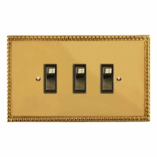 Regency Rocker Light Switch 3 Gang Polished Brass Unlacquered