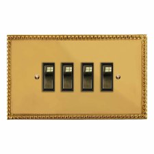 Regency Rocker Light Switch 4 Gang Polished Brass Unlacquered