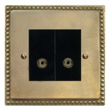 Regency TV Socket Outlet 2 Gang Antique Satin Brass