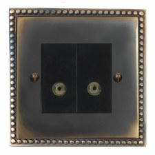 Regency TV Socket Outlet 2 Gang Dark Antique Relief