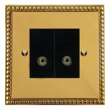 Regency TV Socket Outlet 2 Gang Polished Brass Unlacquered