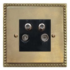 Regency Quadplex TV Socket Antique Satin Brass