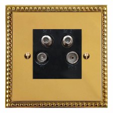 Regency Quadplex TV Socket Polished Brass Unlacquered