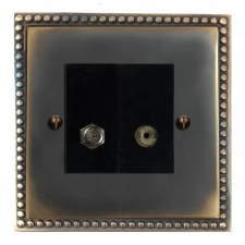 Regency Satellite & TV Socket Outlet Dark Antique Relief