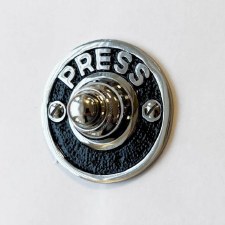 Circular PRESS Bell Push 60mm Chrome & Black