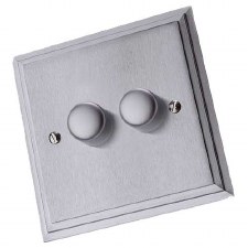 Edwardian Dimmer Switch 2 Gang Satin Chrome Edwardian Dimmer Switch 2 Gang Satin Chrome