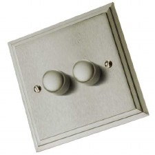Edwardian Dimmer Switch 2 Gang Satin Nickel Edwardian Dimmer Switch 2 Gang Satin Nickel