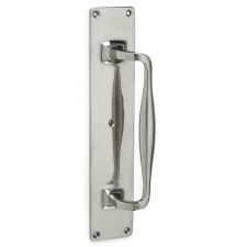 Additional picture of Croft 1654 Cast Door Pull Handle on Plate 12" Polished Nickel