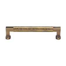 Heritage Bauhaus Hammered Pull Handle 101mm Antique Brass Lacquered