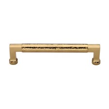 Heritage Bauhaus Hammered Pull Handle 101mm Polished Brass Lacquered