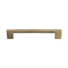 Heritage Metro Hammered Pull Handle 96mm Antique Brass Lacquered