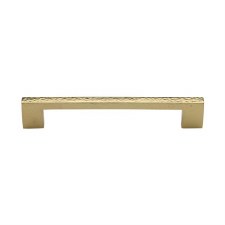 Heritage Metro Hammered Pull Handle 96mm Polished Brass Lacquered