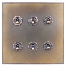 Victorian Dolly Switch 6 Gang Hand Aged Medium