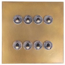 Victorian Dolly Switch 8 Gang Antique Satin Brass