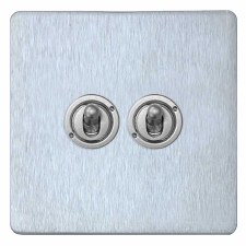 Victorian Dolly Switch 2 Gang Satin Chrome