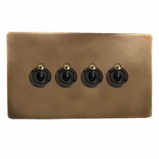 Victorian Dolly Switch 4 Gang Hand Aged Brass