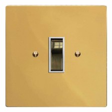 Victorian Rocker Light Switch 1 Gang Polished Brass Lacquered & White Trim