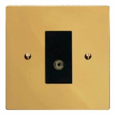 Victorian TV Socket Outlet Polished Brass Unlacquered