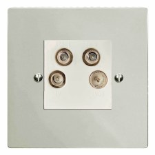 Victorian Quadplex TV Socket Polished Nickel