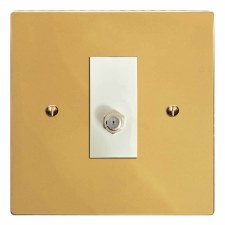 Victorian Satellite Socket Polished Brass Lacquered & White Trim