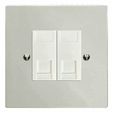 Victorian RJ45 Socket 2 Gang CAT 5 Polished Nickel