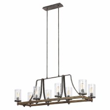 Quintiesse Angelo 8 Light Linear Chandelier Slate Grey & Weathered Oak