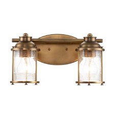 Quintiesse Ashland Bay Double Bathroom Wall Light Natural Brass