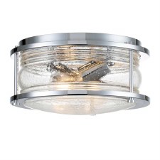 Quintiesse Ashland Bay Flush Bathroom Ceiling Light Polished Chrome