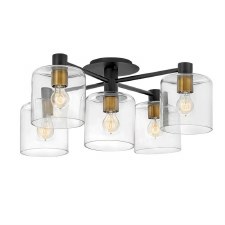 Quintiesse Axel 5 Light Semi Flush Ceiling Light Black