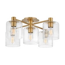 Quintiesse Axel 5 Light Semi Flush Ceiling Light Heritage Brass