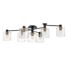 Quintiesse Axel 7 Light Semi Flush Ceiling Light Black