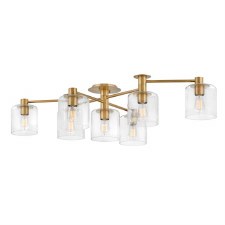 Quintiesse Axel 7 Light Semi Flush Ceiling Light Heritage Brass