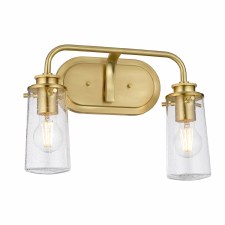 Quintiesse Braelyn Double Bathroom Wall Light Brushed Brass