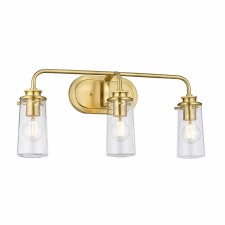 Quintiesse Braelyn Triple Bathroom Wall Light Brushed Brass