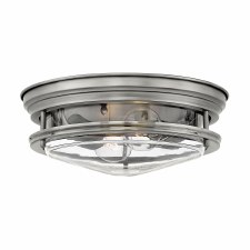 Quintessentiale Hadrian Flush Ceiling Light Antique Nickel with Clear Glass