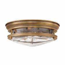 Quintiesse Hadrian Flush Ceiling Light Brushed Bronze with Clear Glass