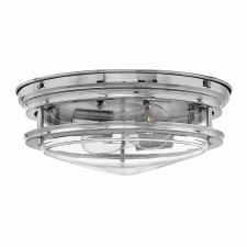 Quintiesse Hadrian Flush Ceiling Light Chrome with Clear Glass