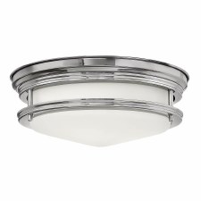 Quintiesse Hadrian Flush Ceiling Light Chrome with Opal Glass