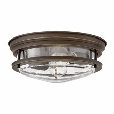 Quintiesse Hadrian Flush Ceiling Light Oil Rubbed Bronze with Clear Glass