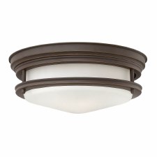 Quintiesse Hadrian Flush Ceiling Light Oil Rubbed Bronze with Opal Glass