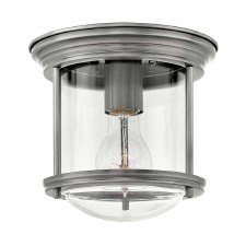 Quintiesse Hadrian Mini Flush Ceiling Light Antique Nickel with Clear Glass