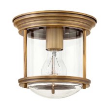 Quintiesse Hadrian Mini Flush Ceiling Light Brushed Bronze with Clear Glass