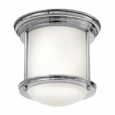 Quintiesse Hadrian Mini Flush Ceiling Light Chrome with Opal Glass