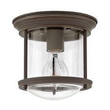 Quintiesse Hadrian Mini Flush Ceiling Light Oil Rubbed Bronze with Clear Glass