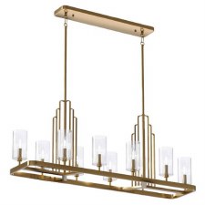 Quintiesse Kimrose 10 Light Linear Pendant Natural Brass