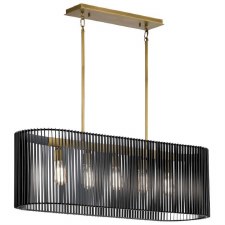 Quintiesse Linara 5 Light Linear Pendant Black & Natural Brass
