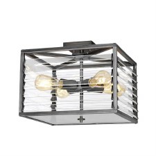 Elstead Louvre 4 Light Flush Ceiling Light Gunmetal Elstead Louvre 4 Light Flush Ceiling Light Gunmetal