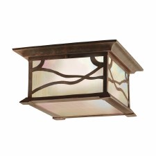 Quintiesse Morris Flush Ceiling Light Distressed Copper